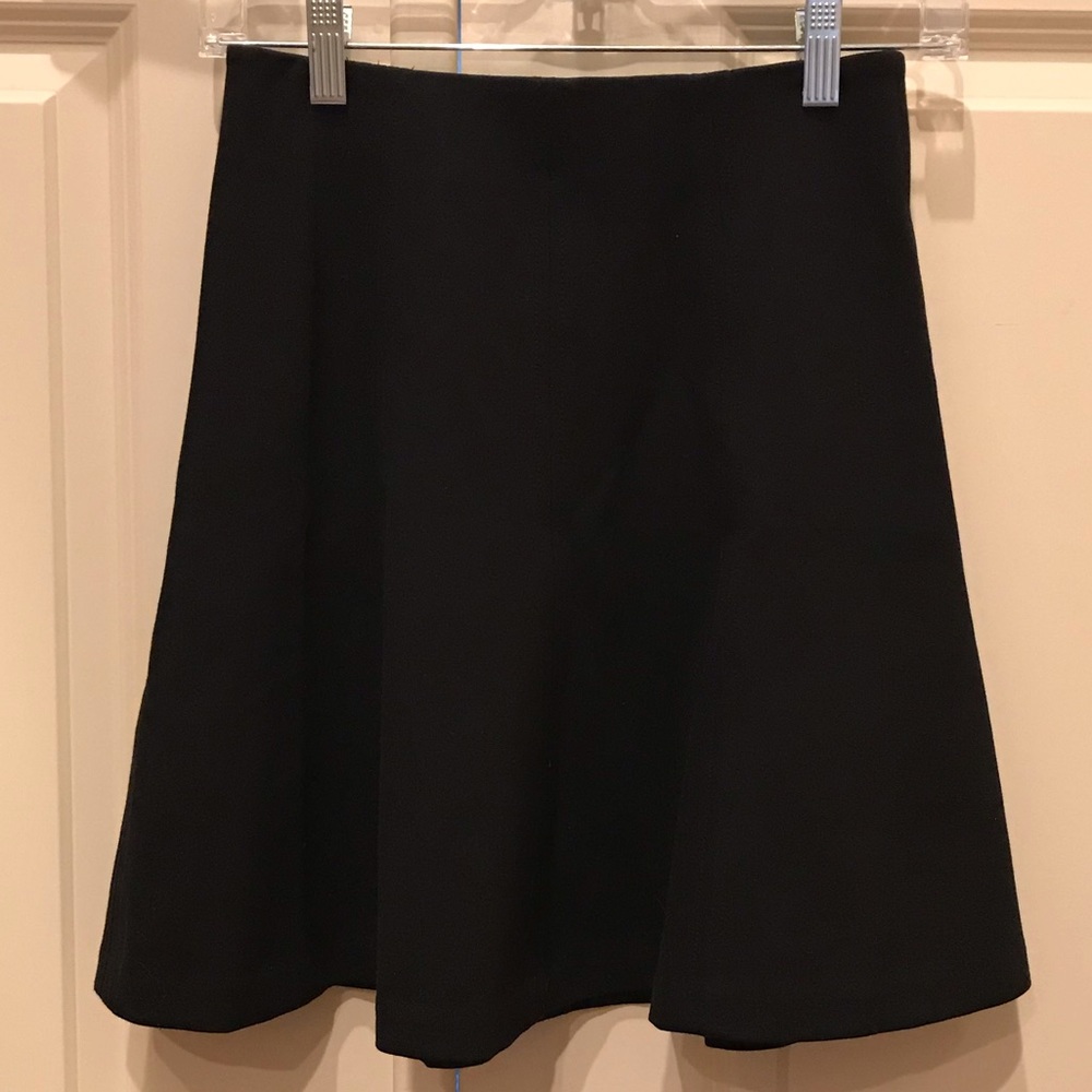 LOFT Solid Black Pleated Circle Skirt Size XSP